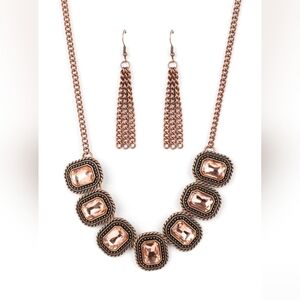 Statement Copper Necklace & Earrings Set - Elegant Women Jewelry